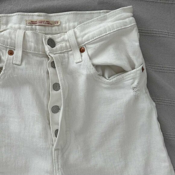 Levi’s Premium Ribcage Straight Ankle Off White Non-Stretch Button-Fly – US 27 - Picture 1 of 12